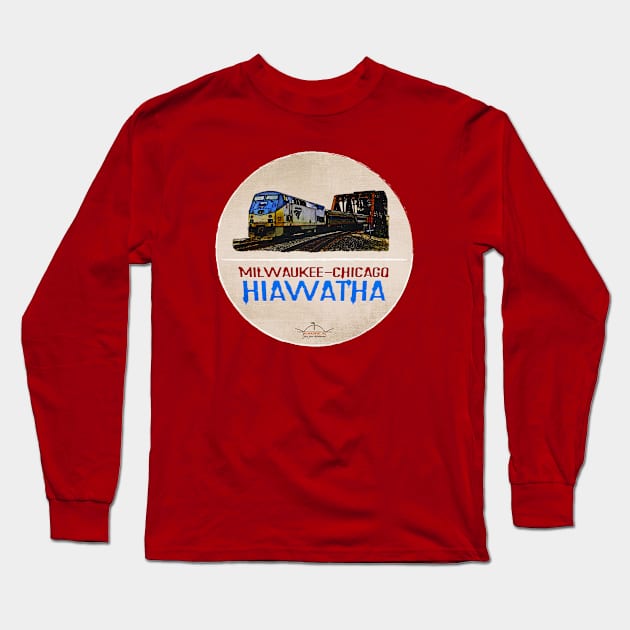 Amtrak Hiawatha • Milwaukee-Chicago Long Sleeve T-Shirt by The MKE Rhine Maiden